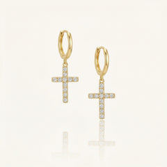 Diamond Cross Earrings
